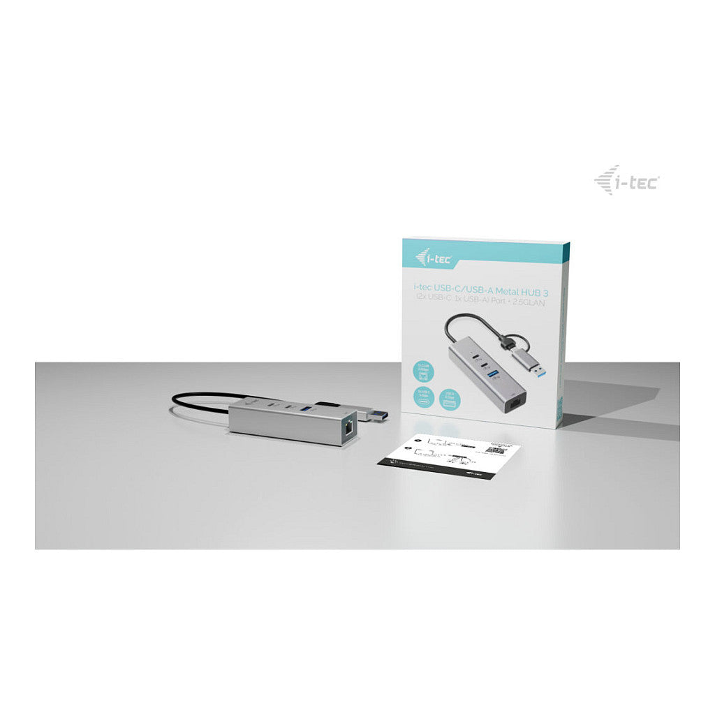D I-TEC USB-C/USB-A Metal HUB 3 2x USB-C Gen1 1x USB-A Gen1 1x 2,5GLAN