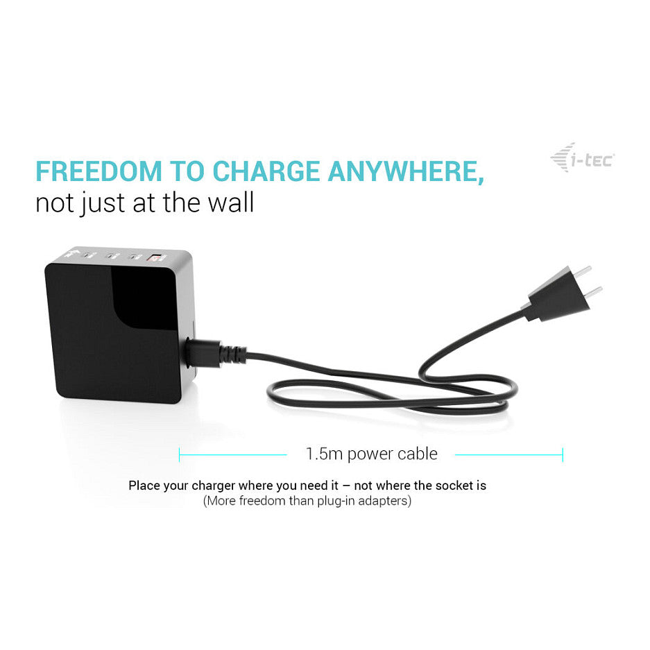 D I-TEC 140W Intelligent Multiport USB Charger 3x USB-C 1x USB-A LCD display