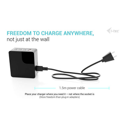 D I-TEC 140W Intelligent Multiport USB Charger 3x USB-C 1x USB-A LCD display
