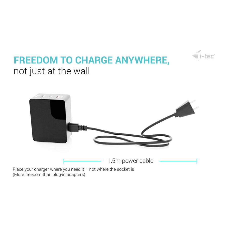 D I-TEC 100W Intelligent Multiport USB Charger 2x USB-C 1x USB-A LCD display