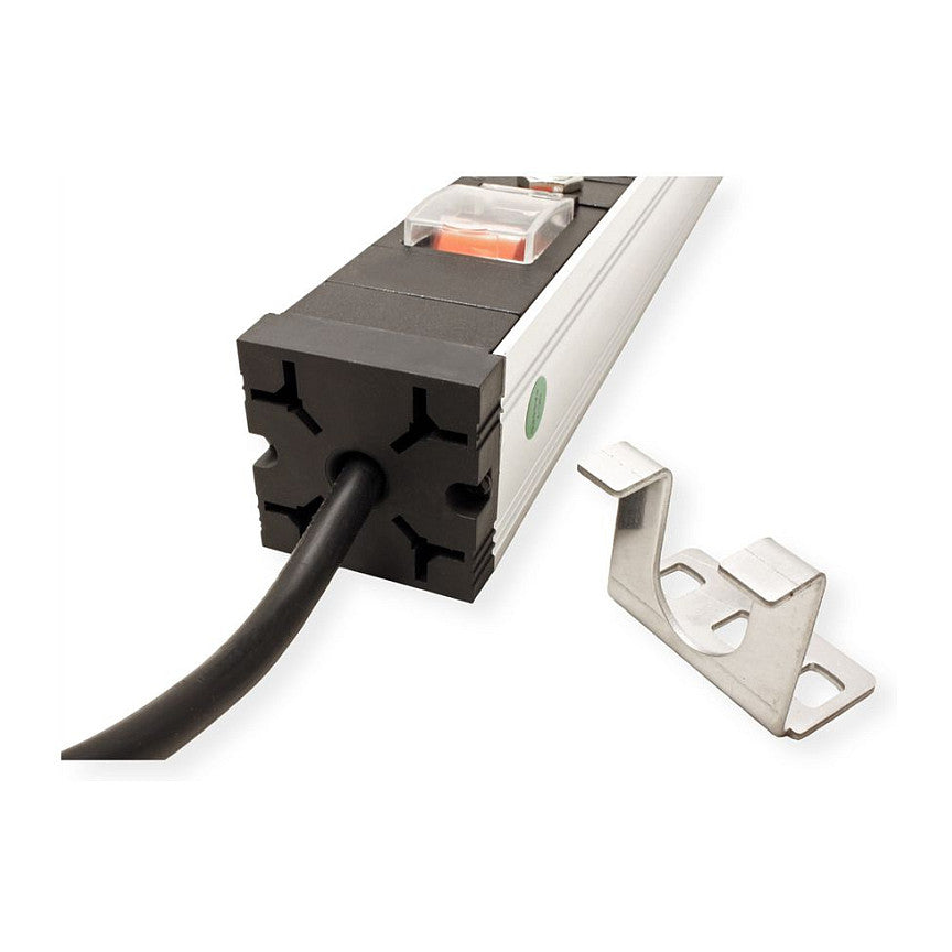 VALUE 19-Zoll-Steckdosenleiste 7fach mit berlastschutz, 1 HE, Schutzkontakt-Stecker, 2,8 m