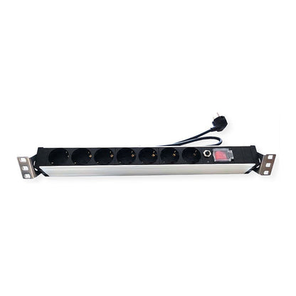 VALUE 19-Zoll-Steckdosenleiste 7fach mit berlastschutz, 1 HE, Schutzkontakt-Stecker, 2,8 m