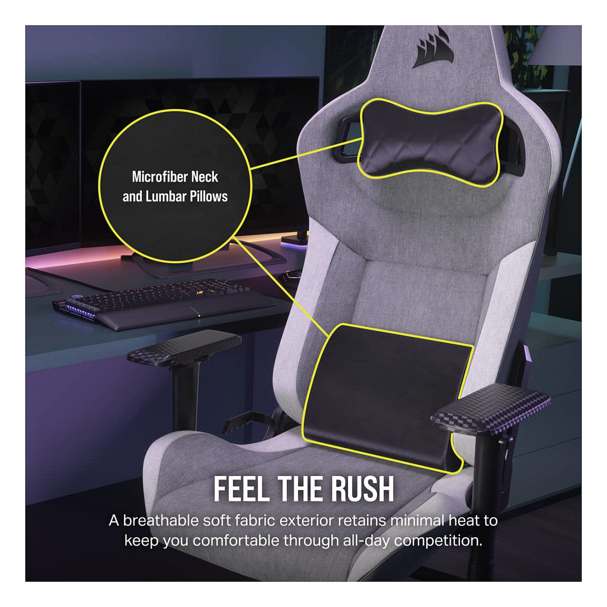CORSAIR Gaming Stuhl Corsair T3 RUSH Gray/White (2023)