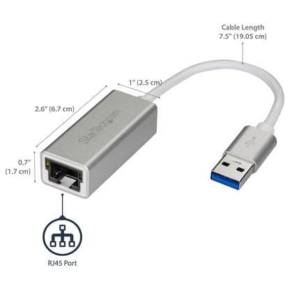 StarTech USB 3.0 auf Gigabit Netzwerkadapter - Silber - Schlankes Aluminium Design fr MacBook, Chromebook oder Tablet