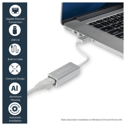 StarTech USB 3.0 auf Gigabit Netzwerkadapter - Silber - Schlankes Aluminium Design fr MacBook, Chromebook oder Tablet