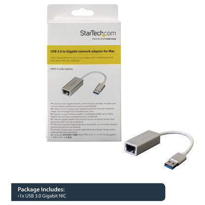 StarTech USB 3.0 auf Gigabit Netzwerkadapter - Silber - Schlankes Aluminium Design fr MacBook, Chromebook oder Tablet