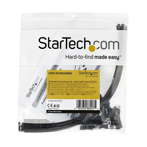 StarTech Sicherheitskabel - 20er Pack - Kabelschloss - verstellbar - Sicherheitskabel - Silber - 30 cm - TAA-konform