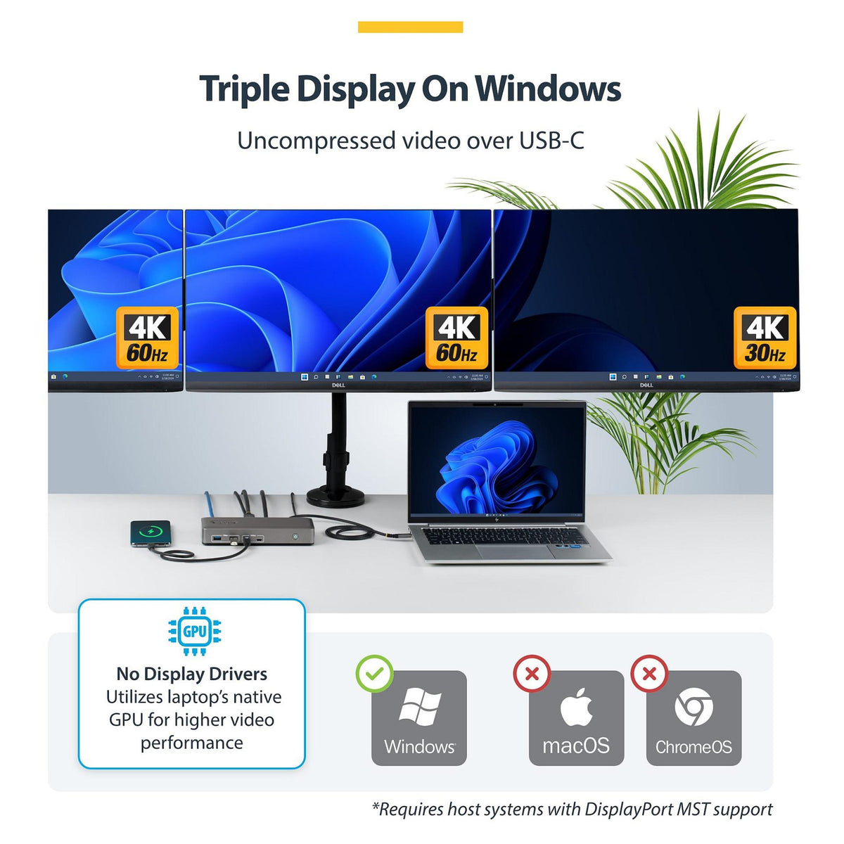D StarTech 3X MONITOR USB-C DOCK 100W PD
