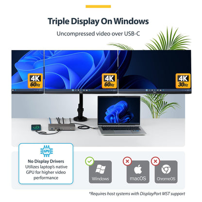 D StarTech 3X MONITOR USB-C DOCK 100W PD