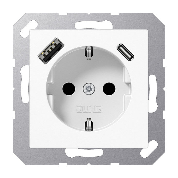 Jung A1520-15CAWW SCHUKOsteckdose m.USB Typ AC