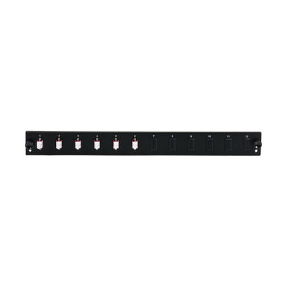 EFB Bestckte 12 Port Frontblende mit 6 x LC Duplex Kupplung OM3 vertikal, schwarz