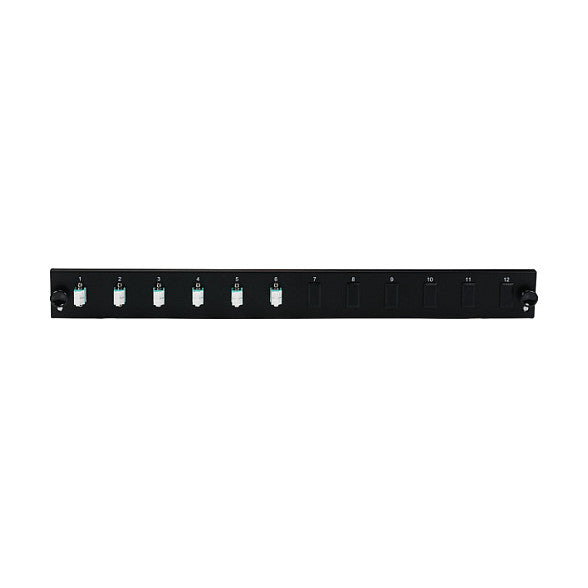 EFB Bestckte 12 Port Frontblende mit 6 x LC Duplex Kupplung OM3 vertikal, schwarz