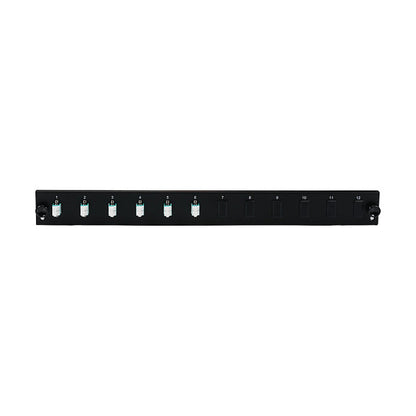 EFB Bestckte 12 Port Frontblende mit 6 x LC Duplex Kupplung OM3 vertikal, schwarz