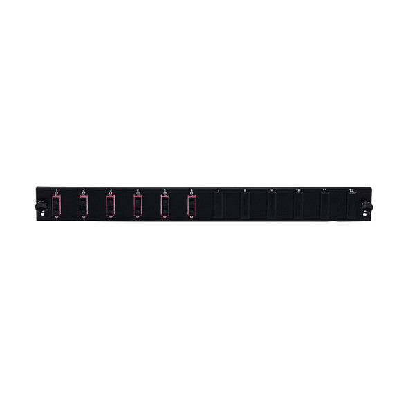 EFB Bestckte 12 Port Frontblende mit 6 x SC Duplex Kupplung OM4 vertikal, schwarz