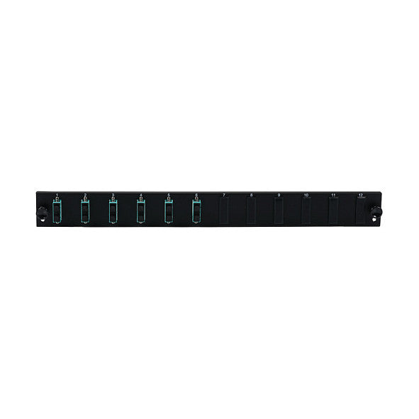 EFB Bestckte 12 Port Frontblende mit 6 x SC Duplex Kupplung OM4 vertikal, schwarz