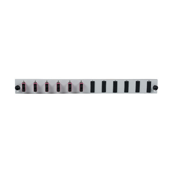 EFB Bestckte 12 Port Frontblende mit 6 x SC Duplex Kupplung OM3 vertikal, grau