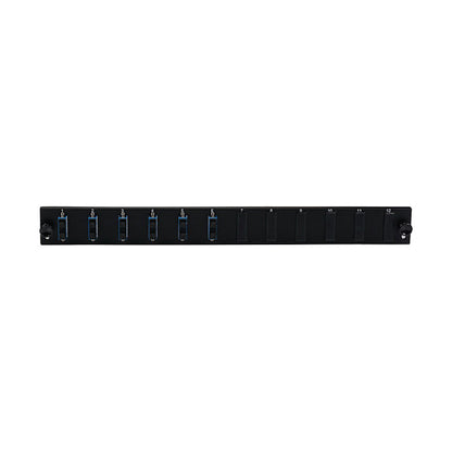 EFB Bestckte 12 Port Frontblende mit 6 x SC Duplex Kupplung OM3 vertikal, grau