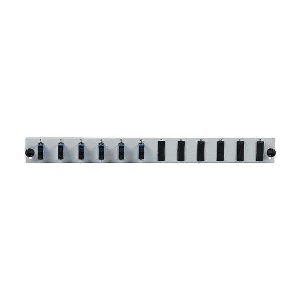 EFB Bestckte 12 Port Frontblende mit 6 x SC Duplex Kupplung OM3 vertikal, grau