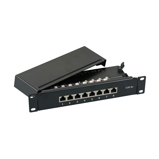EFB Mini-Patchpanel STP 8xRJ45 Cat.6A, 10 1HE, RAL9005 schwarz