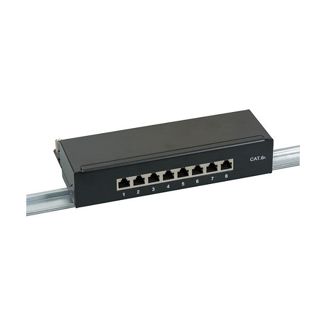 EFB Mini-Patchpanel STP 8xRJ45 Cat.6A, 10 1HE, RAL9005 schwarz