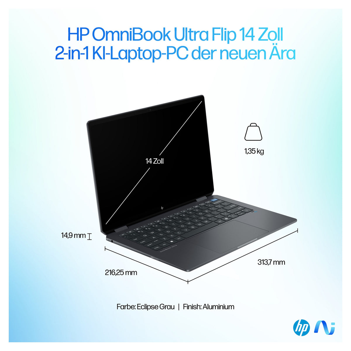 HP OmniBook Ultra Flip 14-fh0170ng CU7 256V/16GB/512SSD/W11 Home Touch