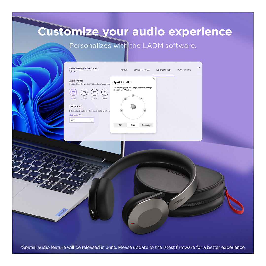 Lenovo Dual-Mode Wireless ANC Foldable Headset 8550 Aura Edition USB-C Teams