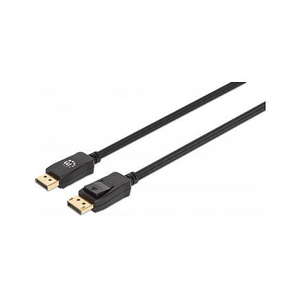 MANHATTAN 8K60Hz DisplayPort 1.4 Kabel Stecker auf Stecker 2m HDR vergoldete Kontakte Rastnase und geflochtene Ummantelung schwarz