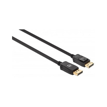 MANHATTAN 8K60Hz DisplayPort 1.4 Kabel Stecker auf Stecker 2m HDR vergoldete Kontakte Rastnase und geflochtene Ummantelung schwarz