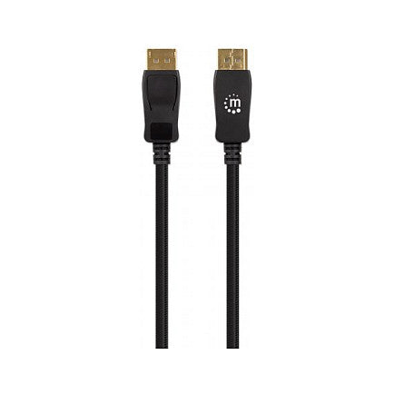 MANHATTAN 8K60Hz DisplayPort 1.4 Kabel Stecker auf Stecker 2m HDR vergoldete Kontakte Rastnase und geflochtene Ummantelung schwarz