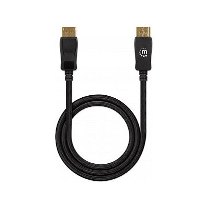 MANHATTAN 8K60Hz DisplayPort 1.4 Kabel Stecker auf Stecker 2m HDR vergoldete Kontakte Rastnase und geflochtene Ummantelung schwarz