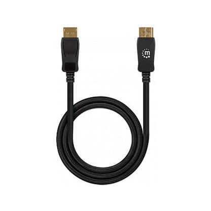 MANHATTAN 8K60Hz DisplayPort 1.4 Kabel Stecker auf Stecker 2m HDR vergoldete Kontakte Rastnase und geflochtene Ummantelung schwarz