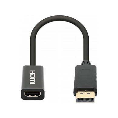 MANHATTAN 4K60Hz Aktiver DisplayPort auf HDMI-Adapter DisplayPort-Stecker auf HDMI-Buchse Kabeladapter mit Dongle schwarz