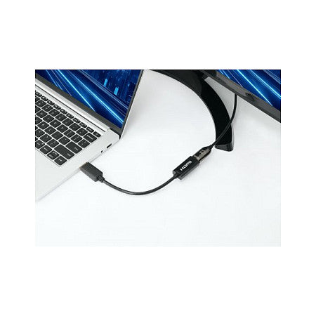 MANHATTAN 4K60Hz Aktiver DisplayPort auf HDMI-Adapter DisplayPort-Stecker auf HDMI-Buchse Kabeladapter mit Dongle schwarz