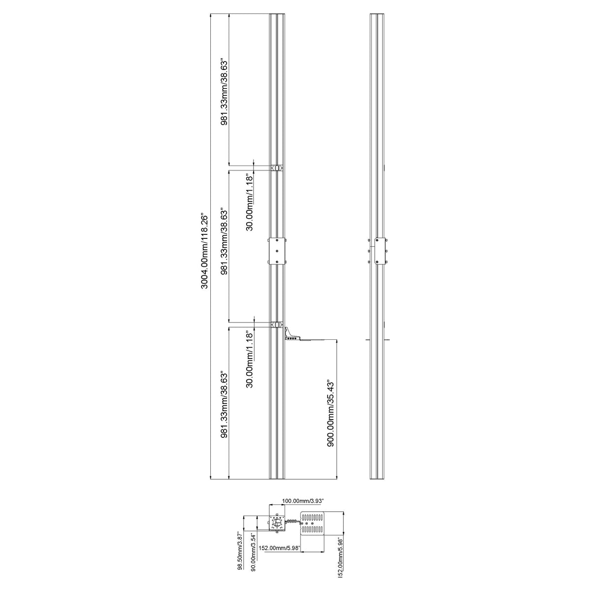 Vision mounting component (column, camera board)