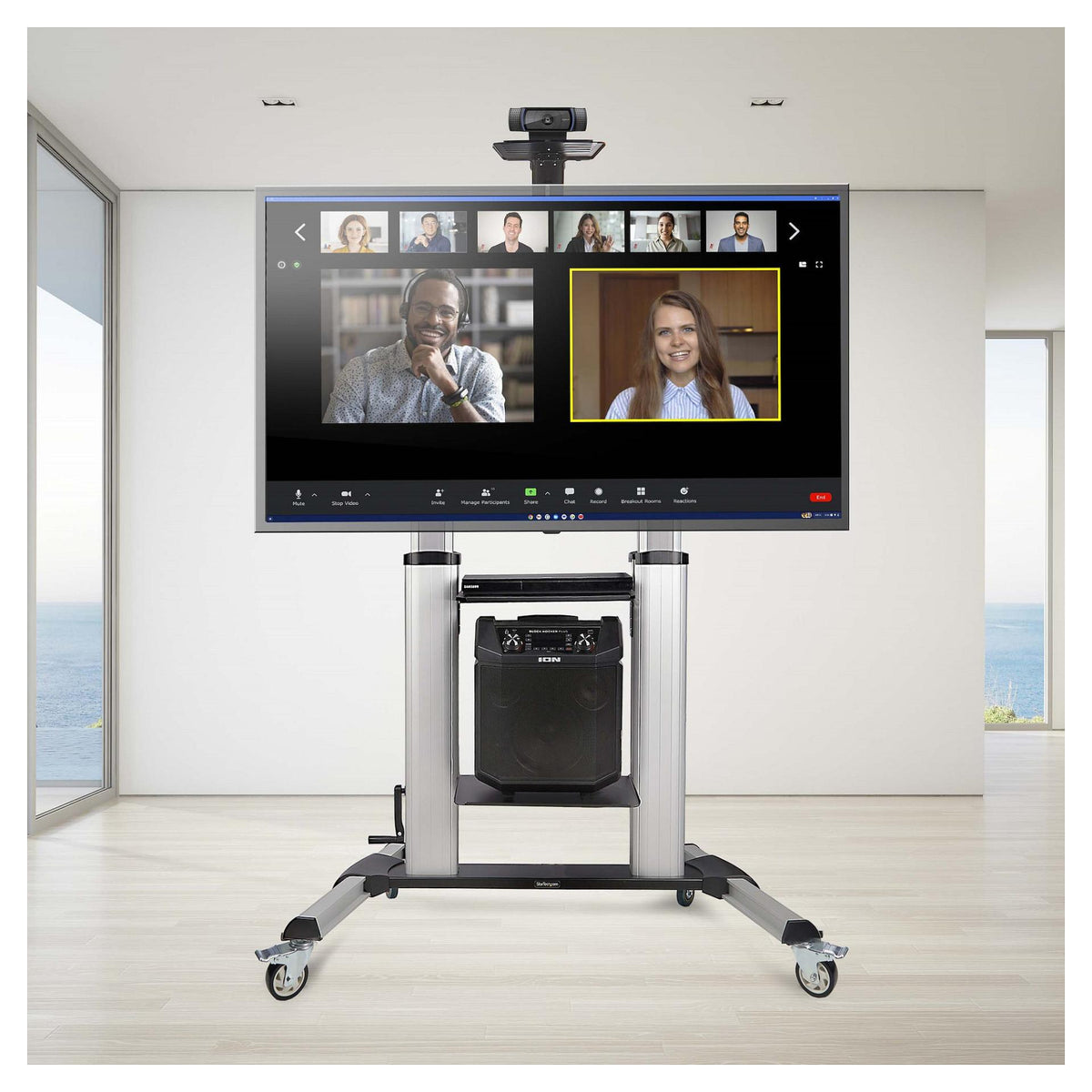 StarTech.com MOBILE TV CART up to 120 TV 220 CAP HAND CRANK HEIGHT ADJUSTMENT