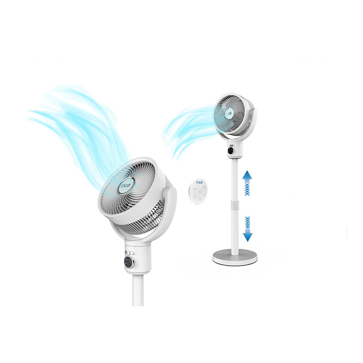 INCA Standventilator +Akku, BLDC-Motor,5 Stufen, LED weiss