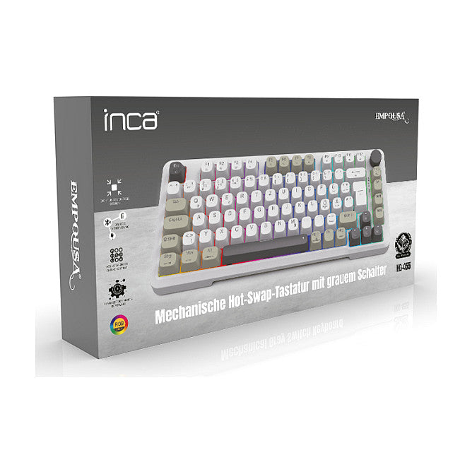 INCA Gaming Tastatur RGB/GraySwitch/USB-C/BT 2.00m weiß