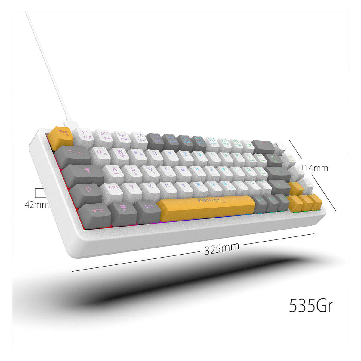 INCA Gaming Tastatur RGB/RedSwitch/USB/Mechan. 2.00m weiß