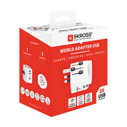 Skross PRO Light USB 2xA - World Reiseadapter, Weltweit