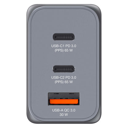 Verbatim GaN-Ladegert 65W, 1x USB-A , 2x USB-C (grau, PD 3.0, QC 3.0)