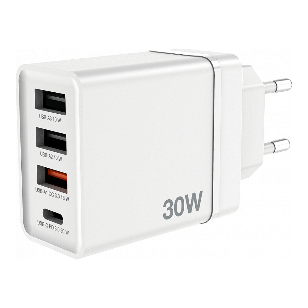 Verbatim Ladegert 30W, 1x USB-C , 3x USB-A (wei, PD 3.0, QC 3.0)