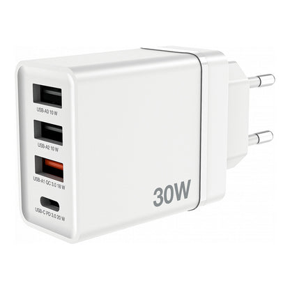 Verbatim Ladegert 30W, 1x USB-C , 3x USB-A (wei, PD 3.0, QC 3.0)