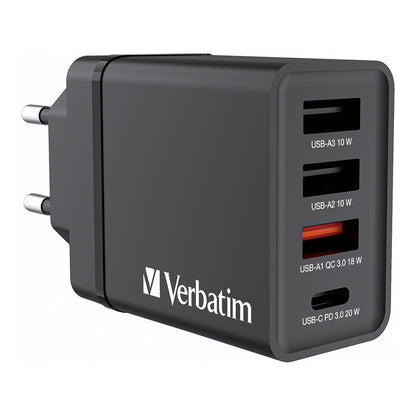 Verbatim Ladegert 30W, 1x USB-C , 3x USB-A (schwarz, PD 3.0, QC 3.0)
