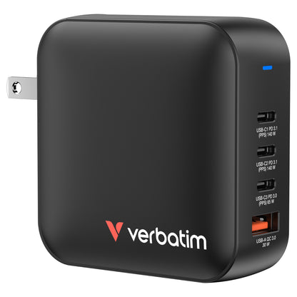 Verbatim Mini GaN Ladegert 165W 4 Port US/EU/UK ADP