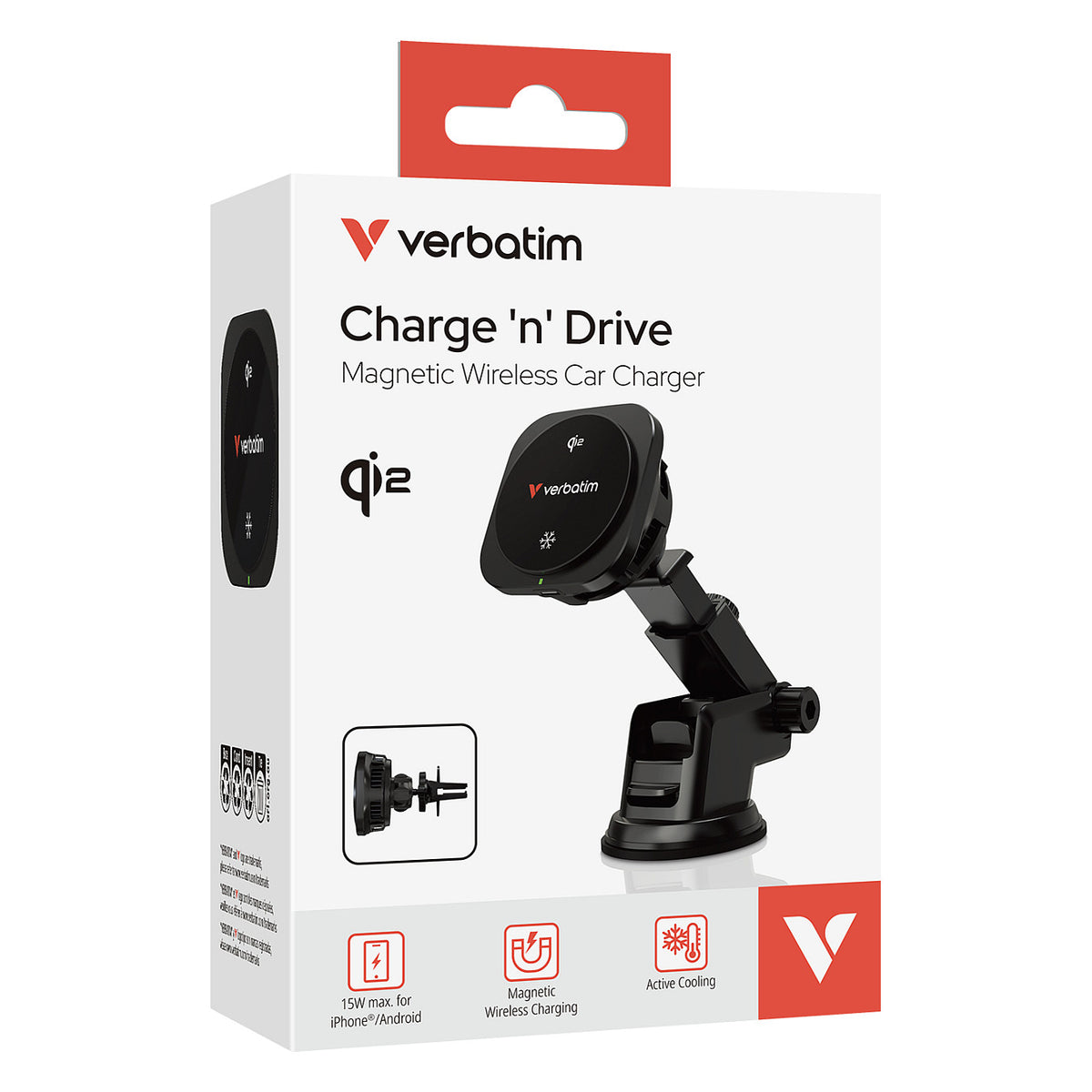 VERBATIM Charge ´n´ Drive Qi2 - magnetisches kabelloses Autoladegerät
