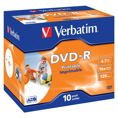 Verbatim - 10 x DVD-R - 4.7GB 16x - breite bedruckbare Flche fr Fotos - Jewelcase (Schachtel) - Speichermedium (43521)