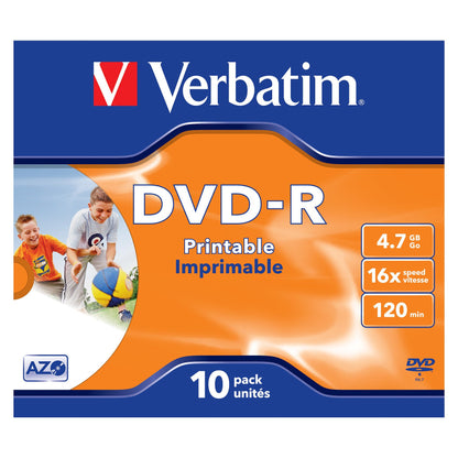 Verbatim - 10 x DVD-R - 4.7GB 16x - breite bedruckbare Flche fr Fotos - Jewelcase (Schachtel) - Speichermedium (43521)
