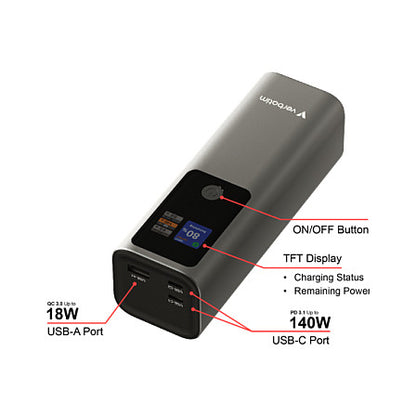 Verbatim Charge 'n' Go Powerbank 27.000 mAh metall-grau