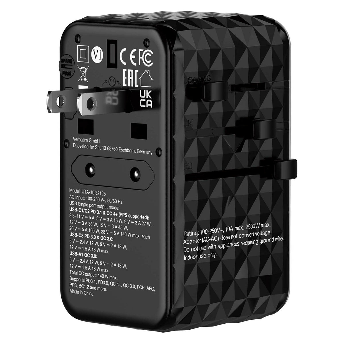 Verbatim GaN III Uni.Travel Adap 140W Welt-zu-Welt UTA-10 32125