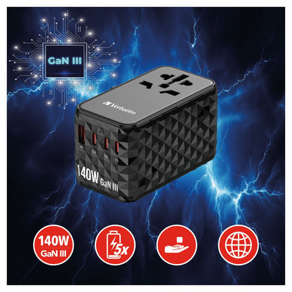 Verbatim GaN III Uni.Travel Adap 140W Welt-zu-Welt UTA-10 32125